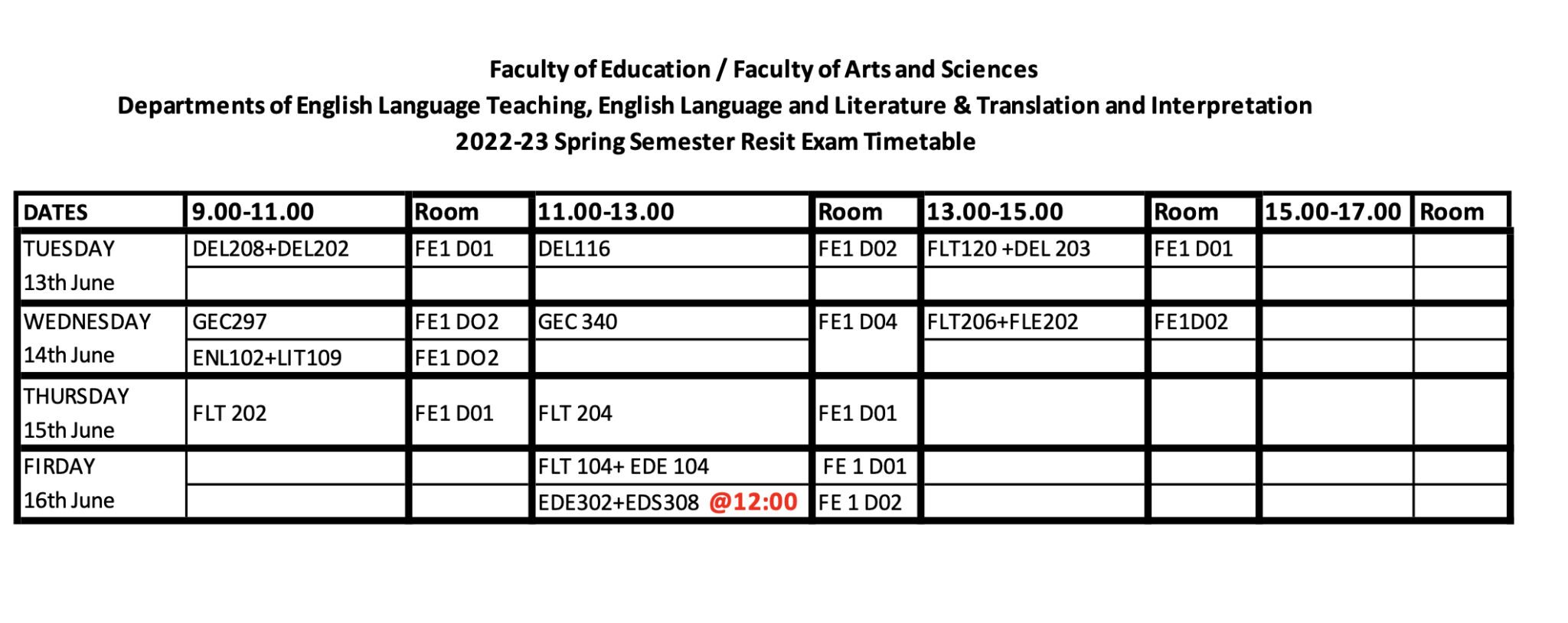 2022 23 Spring Semester Resit Exam Timetable English Language And 2022-23-spring-semester-resit-exam-timetable-english-language-and